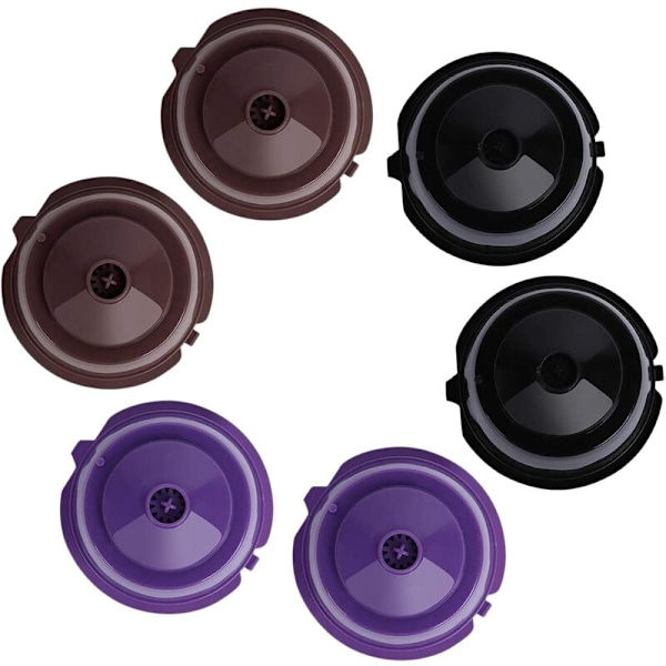 6 stk gjenbrukbare fargerike kaffefiltre for påfyllbare kaffekapsler Kaffekapselskallfilter