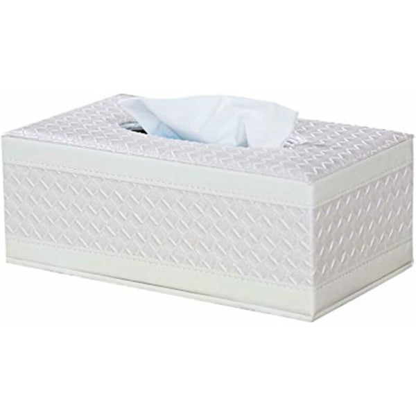 Rectangular PU Leather Tissue Box (White)-