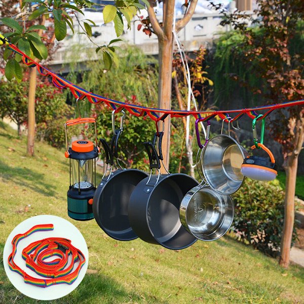 Fargerik teltstropp Utendørsutstyr Lampe Dekorativ Henge Camping Klesline Flettet Stropp Multifunksjonell