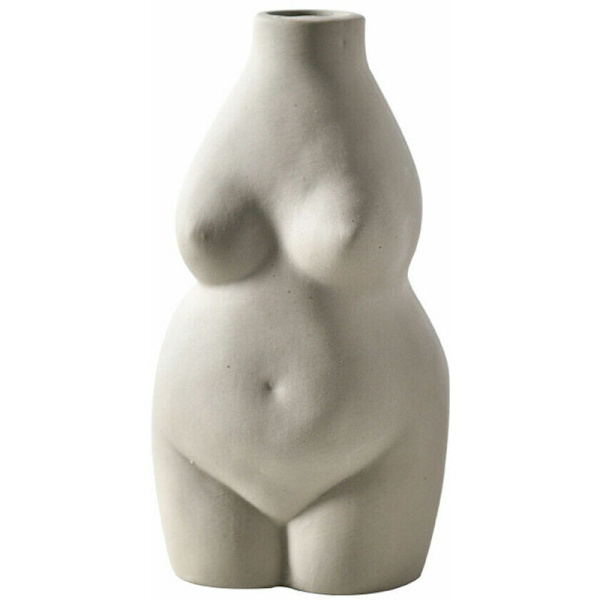 Kvindelig kropskunst Keramisk bordplade Dekoration Planter Vase Pot Faddish-Grå