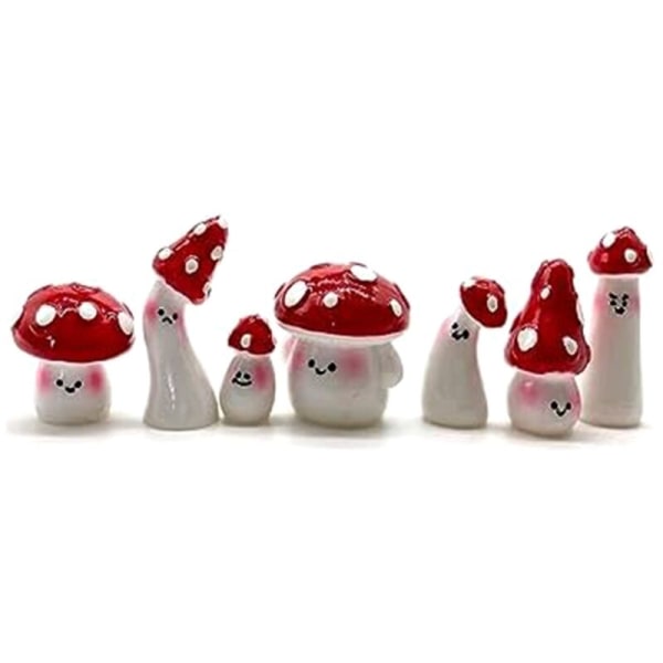 7 stk Mini Sopp for Håndverk Små Fe Hage Sopp Tiny Resin Sopp Dekor Sopp Miniatyrer Statue