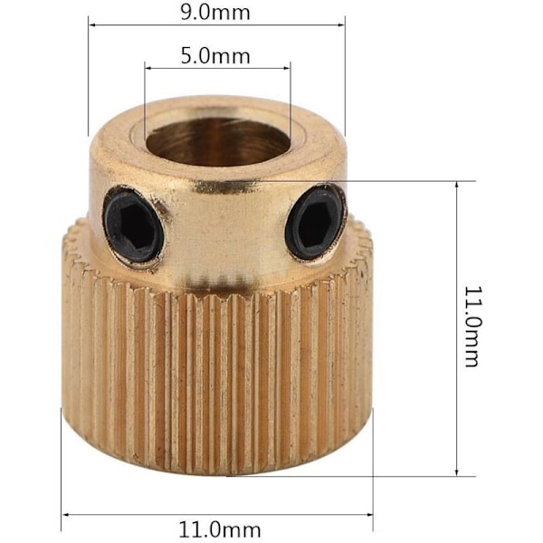 10 st Robust 3D-skrivarväxel 40 Tänder Mässingväxel Extruderhjul för -10 -10S S4 S5 3 Pro Skrivare