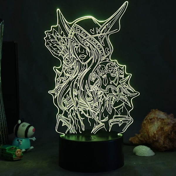 Nattlampa 3D Illusion Lampa för World of Warcraft B 3D Nattlampa med Touch Fjärrkontroll 16 Färgväxlande Födelsedagspresent för Flickor och Pojkar [En