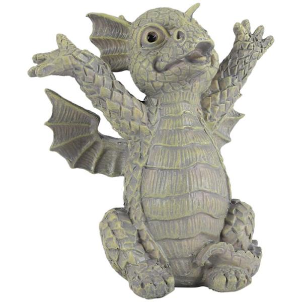 Trädgårdsdrake meditationsstaty samling 18 cm harts prydnad utomhusgård dekoration-C