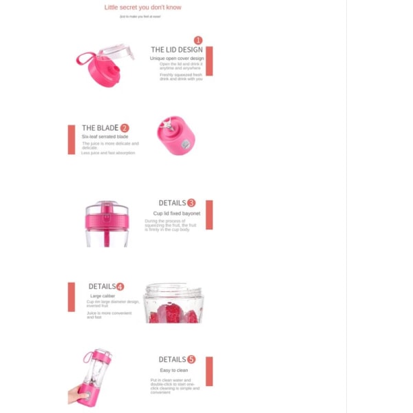 380ML Bärbar Blender för Smoothies, Juicer och Shakes 4000MAh Mini Blender för och Resor-Mörkblå