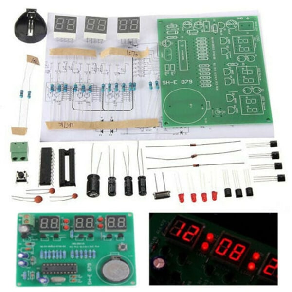 AT89C2051 6 Digital LED-display Elektronisk klocka DIY Set Mottagare för Arduino Flux