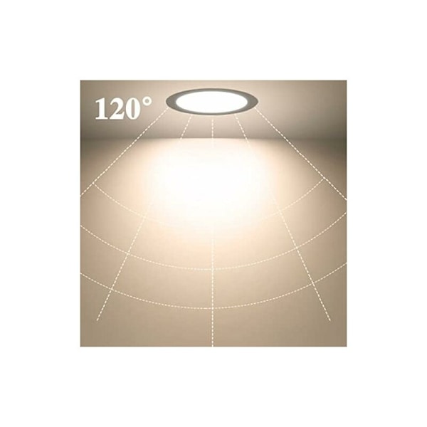 Extra Platta LED Inbyggnadsspotlight, 6-pack 5W 500LM = 50W Glödlampa, IP44, Naturvitt 4000K, AC 220-240V, Utskärning 70-80mm, Runda Inbyggda Taklampor