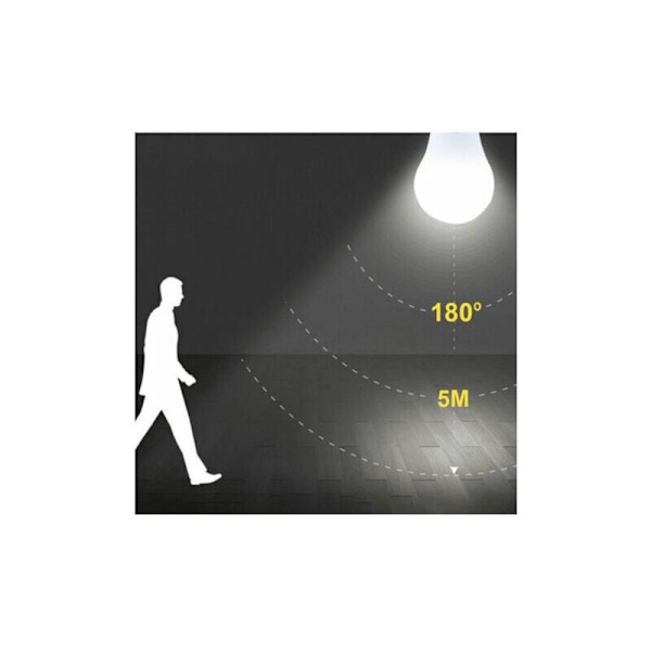 E27 LED-lampa med rörelsesensor, 7W, Vit, 2-pack
