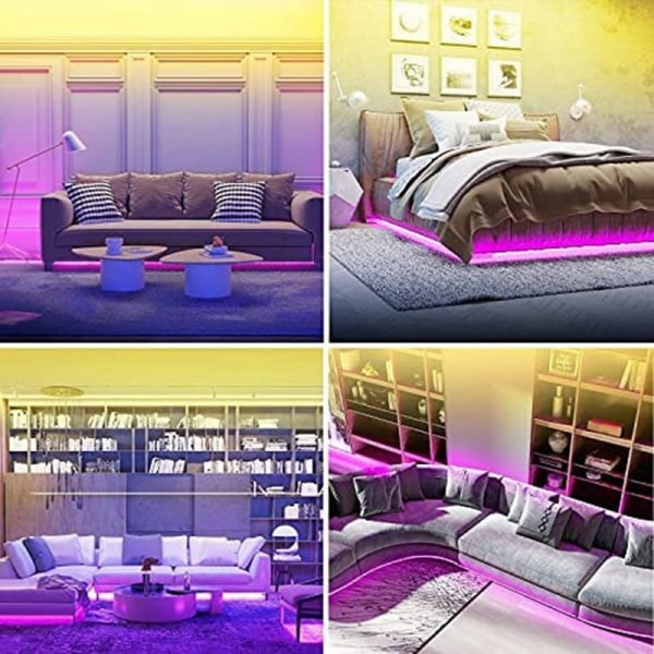 LED-lysbjelke med app-kontroll, fjernkontroll, musikksynkronisering, 5050 RGB-fargeskiftende LED-lys for soverom, hjemmeinnredning, 5M EU-plugg
