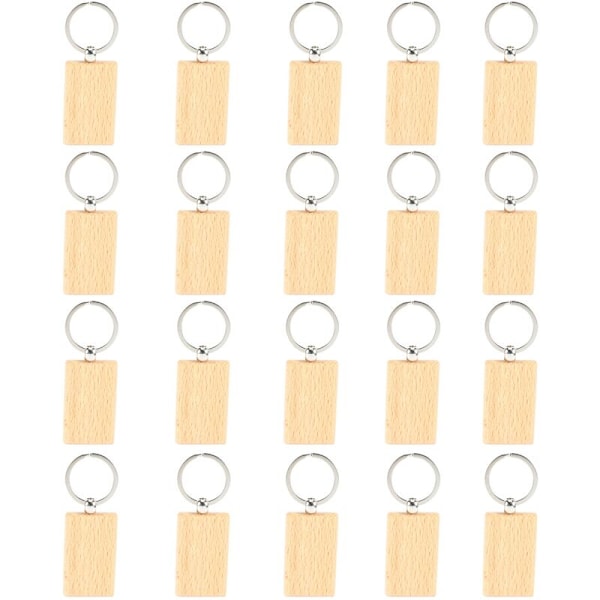 20 stk tomme nøkkelringer i tre DIY nøkkelringer nøkkelringer gavemerker rektangel gul