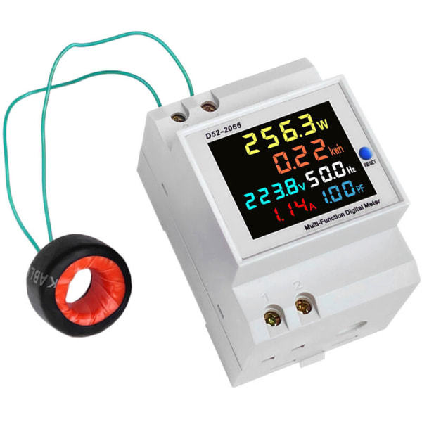 Elforbrugsindikator D52-2066 elmåler fase husstand smart watt-time måler styreskinne type 220V spænding strøm strøm frekvens fa