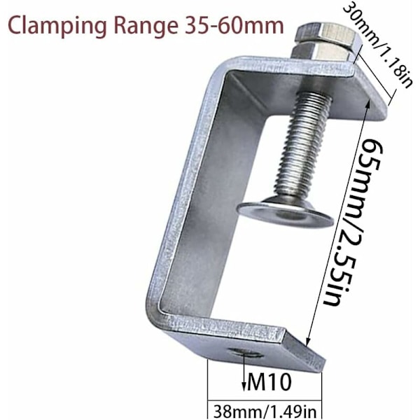 Robust Klämma i Rostfritt Stål, 2 Stycken C-Klämmor, 65mm Robust C-Klämma, Träbearbetningsklämma, för DIY Träbearbetning, Svetsning, Möbelsnickeri, Silver