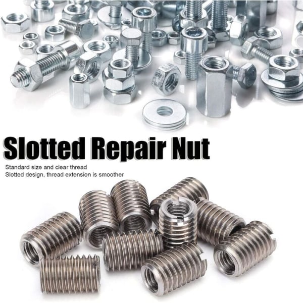 10pcs Reducing nut, stainless steel repair sleeve M8 female and M12 male thread conversion