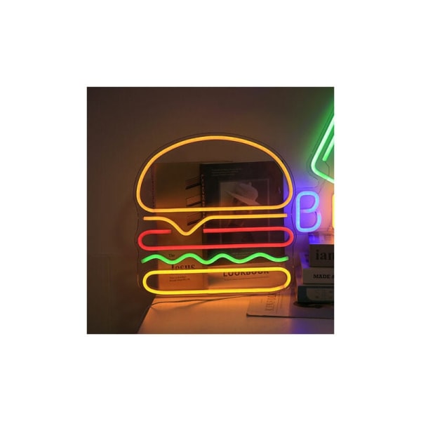 1 stk neonskilt, hamburgervegglys, dekorasjon Cool Light USB neonskilt for festbarklubbbursdag, 3535 cm