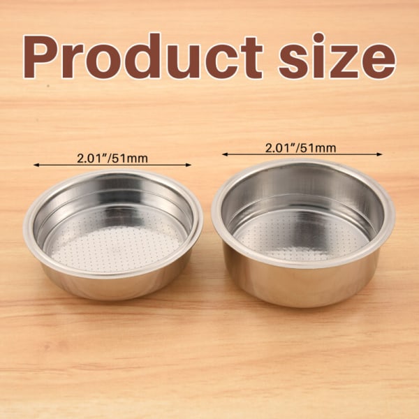 2 stk. 51 mm rustfrit stål kaffemaskiner trykfilterkurv bundløs pulverfilterholder
