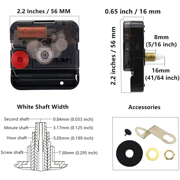 Kvartsklokkebevegelse Erstatning Kvarts Veggklokkebevegelse Mekanisme DIY Klokker Urverk Reparasjon Tilbehør