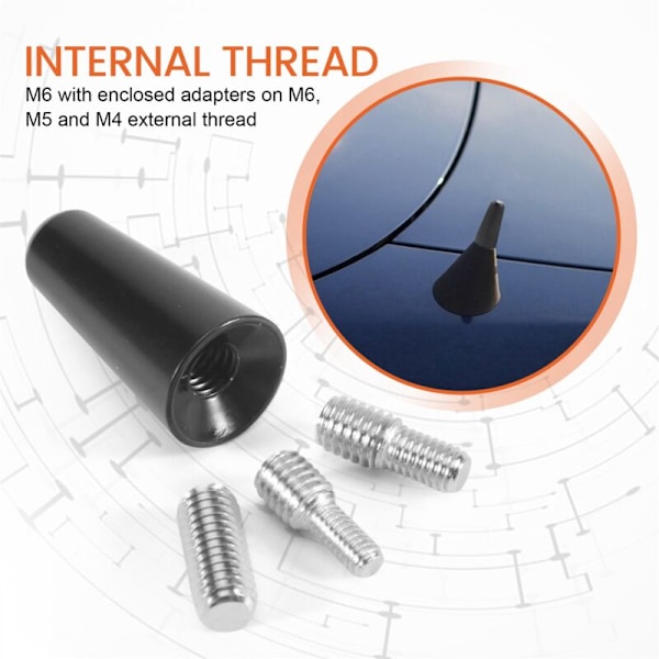 3cm Kort Takantenne Bilantenne Kort Stangadapter Radio