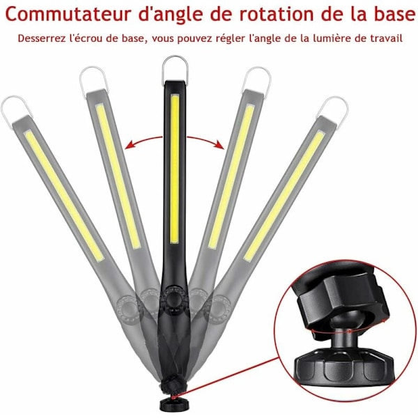 2 st LED magnetisk arbetslampa superljus uppladdningsbar ficklampa för garage, camping, vandring, bilreparation, nödsituation [Energiklass A]