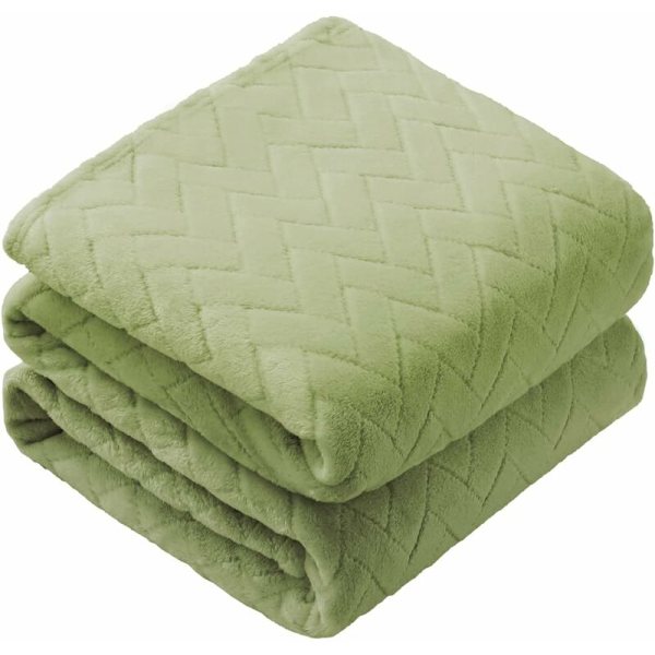 Plush Fleece-filt, Queen Size Soffafilt, Mjuk och Fluffig Dekorativ Filt för Soffa - Mysig och Lätt, Grågrön, 127 x 152 cm