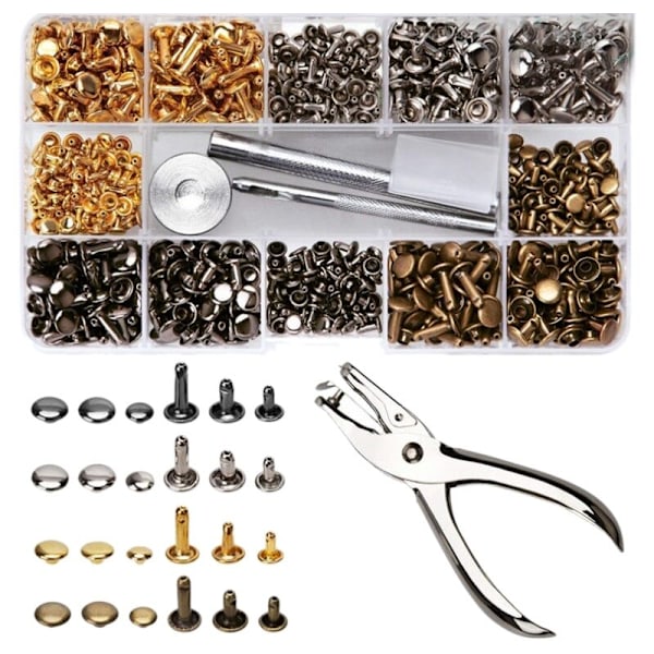 240 stycken set / set dubbla locklädernit med 4 stycken fästelement för läderjacka kappa väska