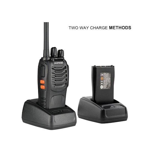 Långräckviddig Walkie Talkie 88e【Uppgraderad version av 888s】 Walkie Talkies Vox Laddningsbar PMR 446 Mhz 16 Kanaler, med Inbyggda Original Hörlurar (2 P