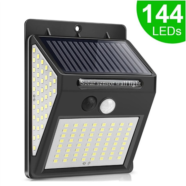 144 LED solcellelys udendørs solcellelamper med bevægelsessensor sollampe udendørs vandtæt lys