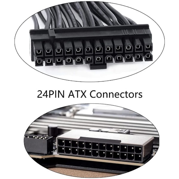 2 stk. Dobbelt Strømforsyningsadapter PSU Forlængerkabel, 24 18 AWG Pins, Bruges til Mining Gaming Bundkort ATX