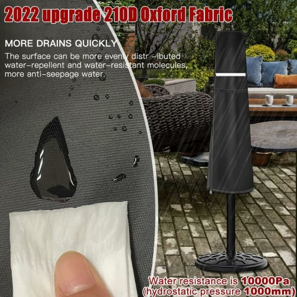 Parasolskydd, 2m Vattentätt Parasolskydd, Anti-UV, Anti-Vind 210D Oxfordtyg Paraplyskydd med Vattentät Dragkedja(1402530cm