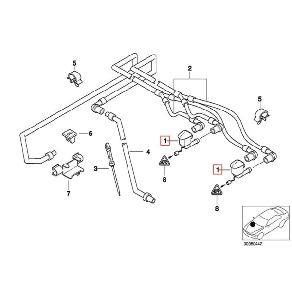 1 par til E39 5-serie 1997-2003 525I 528I 530I 540I M5 dobbelt indløb opvarmet forrude sprinklerdyse spray spray