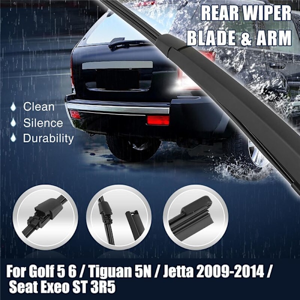 Bakre vindusviskerarm og visker 1K9955707A for Golf 5 6 / 5N 2009-2014 Seat Exeo 3R5