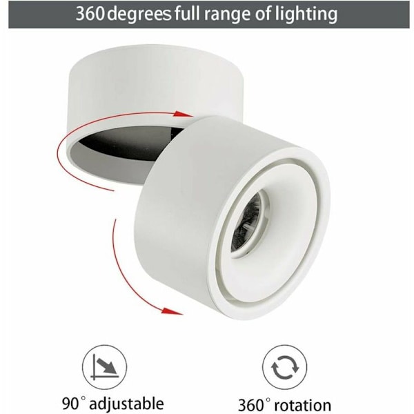 10W LED Loftlamper Loftlys, Justerbar lampehusvinkel, Lampe spotlights, Loftlamper, Loftvæglys, justerbar loft