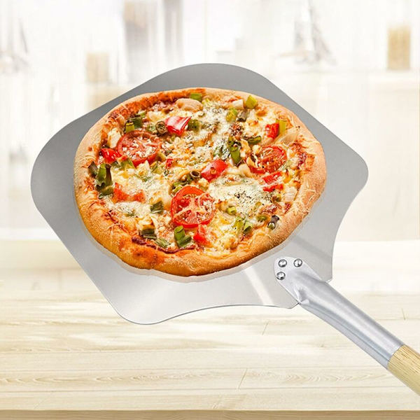 1 kpl pizzalapio, neliömäinen alumiininen pizzalapio 65 x 30,5 cm, pitkä puukahvainen pizzalapio, pizzalapio alumiininen pizzalauta DRIVE