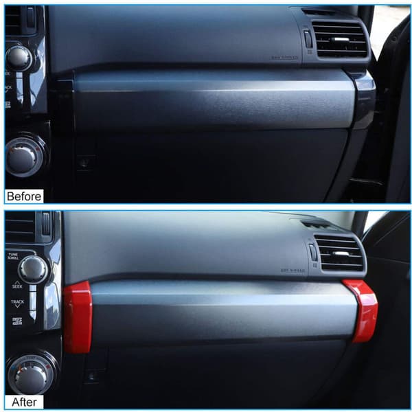 Midtkonsoll Passasjer Copilot Side Strip Deksel Trim for 4Runner 2010-2020 Biltilbehør (Rød)