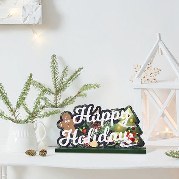 Vacker julgransprydnad i trä, tomte i trä, hantverk, bordsdekoration, juldekoration för hem och fest, C