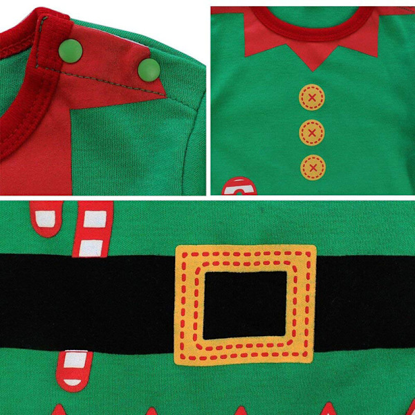 Pojk flickor jumpsuit romper juldräkt kläder set med hatt grön 100 cm