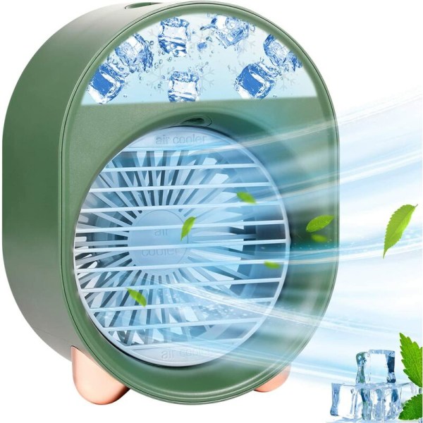 Bärbar luftkonditionering, personlig luftkylare, bärbar miniluftkylare Bärbar personlig luftkonditioneringsfläkt Mobil kylare 3 hastigheter (grön)