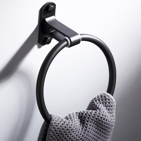 Sort Håndklædeholder Badeværelse Håndklæde Ring Håndklædeholder Rund Håndklæde Ring