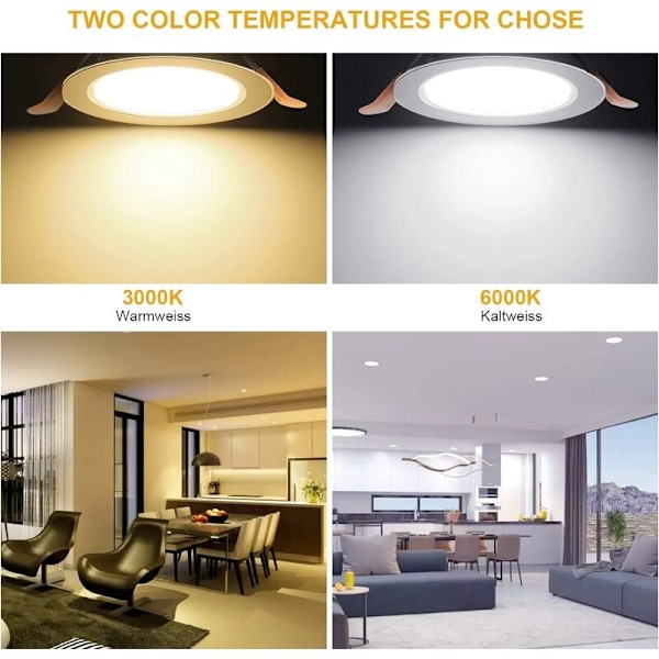 LED-upotettu valaisin, [4 kpl pakkaus] 7W LED-upotettu valaisin kylpyhuoneeseen, 6000k kylmä valkoinen LED-upotettu valaisin erittäin matala 40° säädettävä kattovalaisin