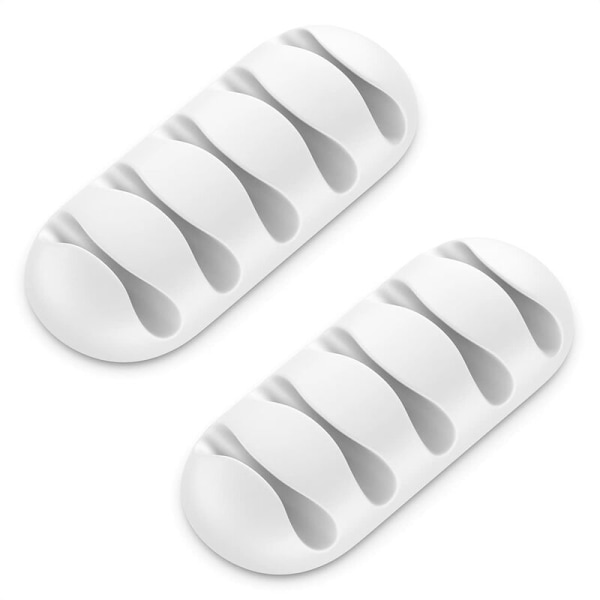 2x Kabelhållare Kabelklämmor Var och en för 5 kablar Kabelhanteringsorganisatör för hemmakontor Heavy Duty Adhesive Strip Vit