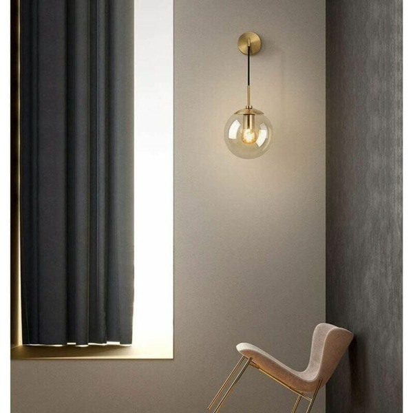 Industriell Vintage 15cm Glasglob Droppvägglampa Sovrum Hallway Sconce Ljus Retro Amber Glas Sfärisk Vägglampa (Amber)
