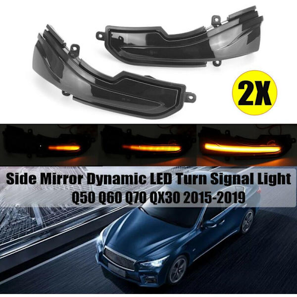 LED-blinklys til sidespeil med dynamisk funksjon for Q30 Q50 Q60 Q70 QX50 QX60 QX70
