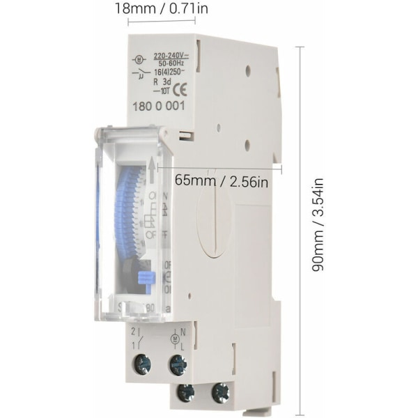 24 timers mekanisk AC 220-240V 15 minutters intervall 96 ganger PÅ/AV programmerbar elektrisk timer DIN-skinne installasjonsrelébryter