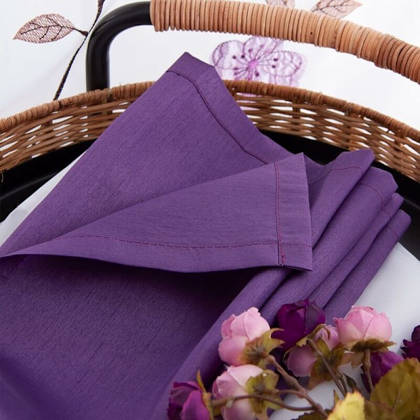 Sæt med 2 øjenlågsgardiner Blomsterbroderi Sheers til soveværelse Køkken Stue, 140cmx225cm, Sunny-Purple