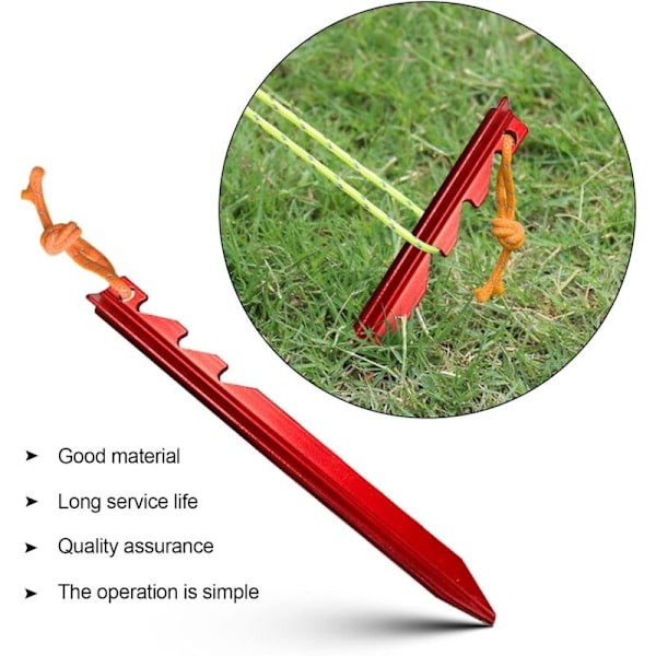 12 stk teltplugger, 18 cm aluminiumslegeringsplugger teltplugger, trekantteltplugger med reflekterende snor