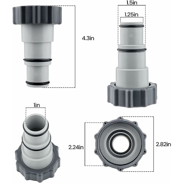 Pool Slange Adapter, 2 stk. Slange Adapter Pool Adapter A til Swimmingpool 32-38mm til Pumper Pool Tilbehør med Gevind, Tætningsring