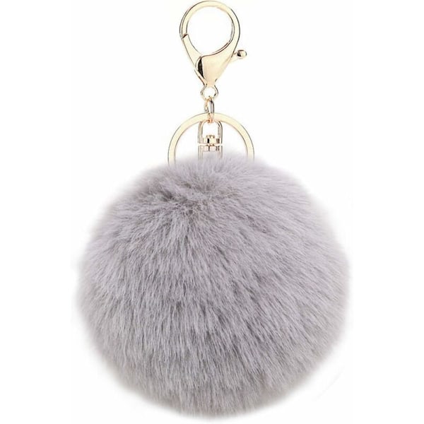 Faux Fur Ball Bag Pendant Keychain Decoration (Grey)-