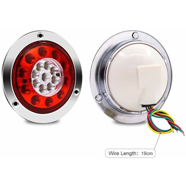 Truck Baglygte, Rund 19 LED Trailer Brems Stop Sving Baglygter 4PCS Vandtæt Dobbelt Farve Baglygte Indikatorlampe 12V 24V