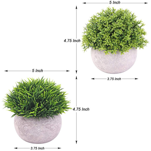 4 stk. kunstige plastikplanter i potte, falske topiary buske falske planter, små falske, til badeværelse