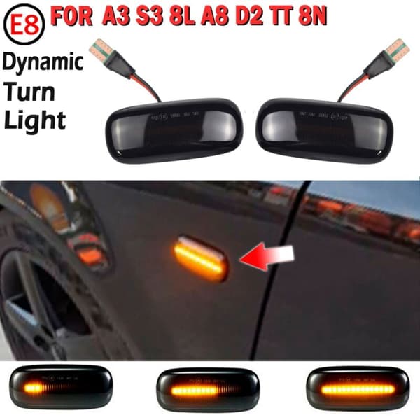 LED dynamiske sidemarkeringslys til bil, til A2 A3 8L A4 B5 A6 4B C5 A8 4D TT 8N sekventielt blinklys