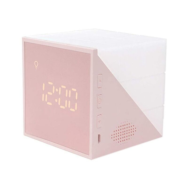 Vækkeur, Mini bærbar LED-vækkeur, 7 farvet natlys, stort LED-digitalt display med dæmper, Pink